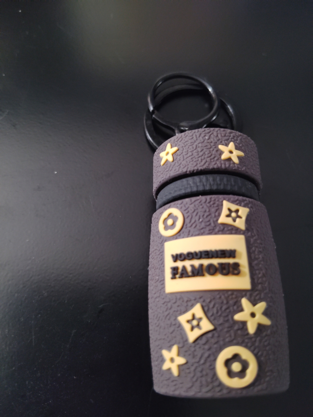Gray and Yellow Decorative Keychain Accessory